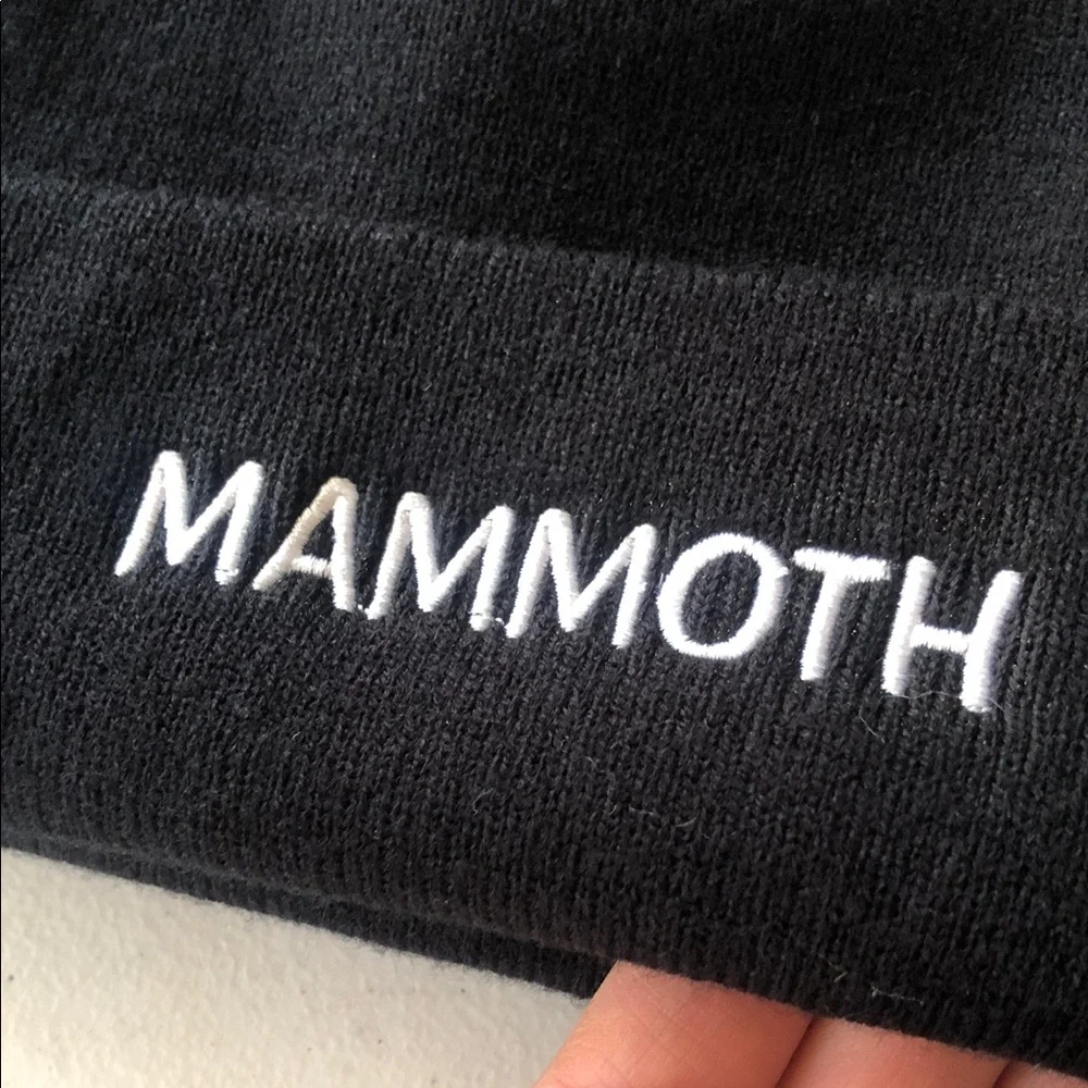 Mammoth Continental Beanie‎ Embroidered Hat Black White